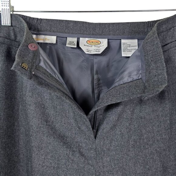 Talbots Classic Fit Wool Gray Dress Pants 16W Petite Neutral Quiet Luxury Office - Picture 3 of 11